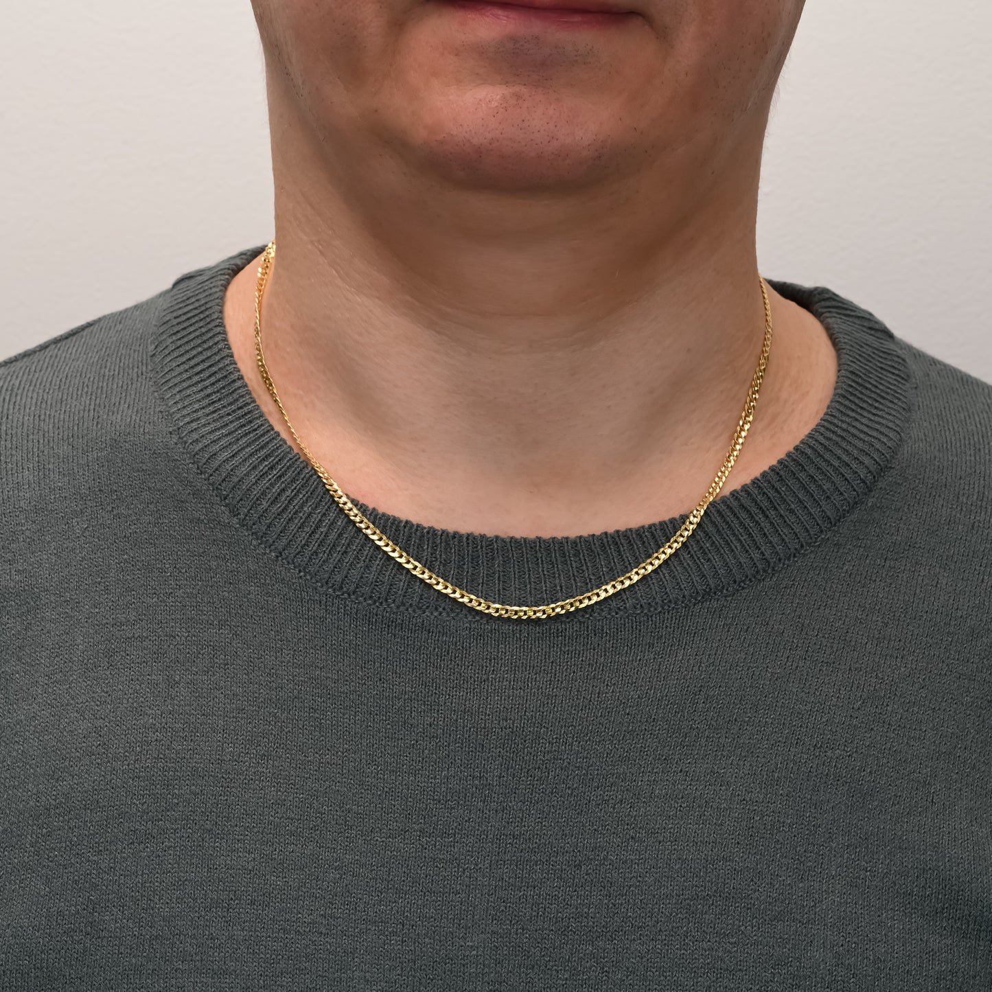 Curb silver chain yellow gold plated 2.8mm