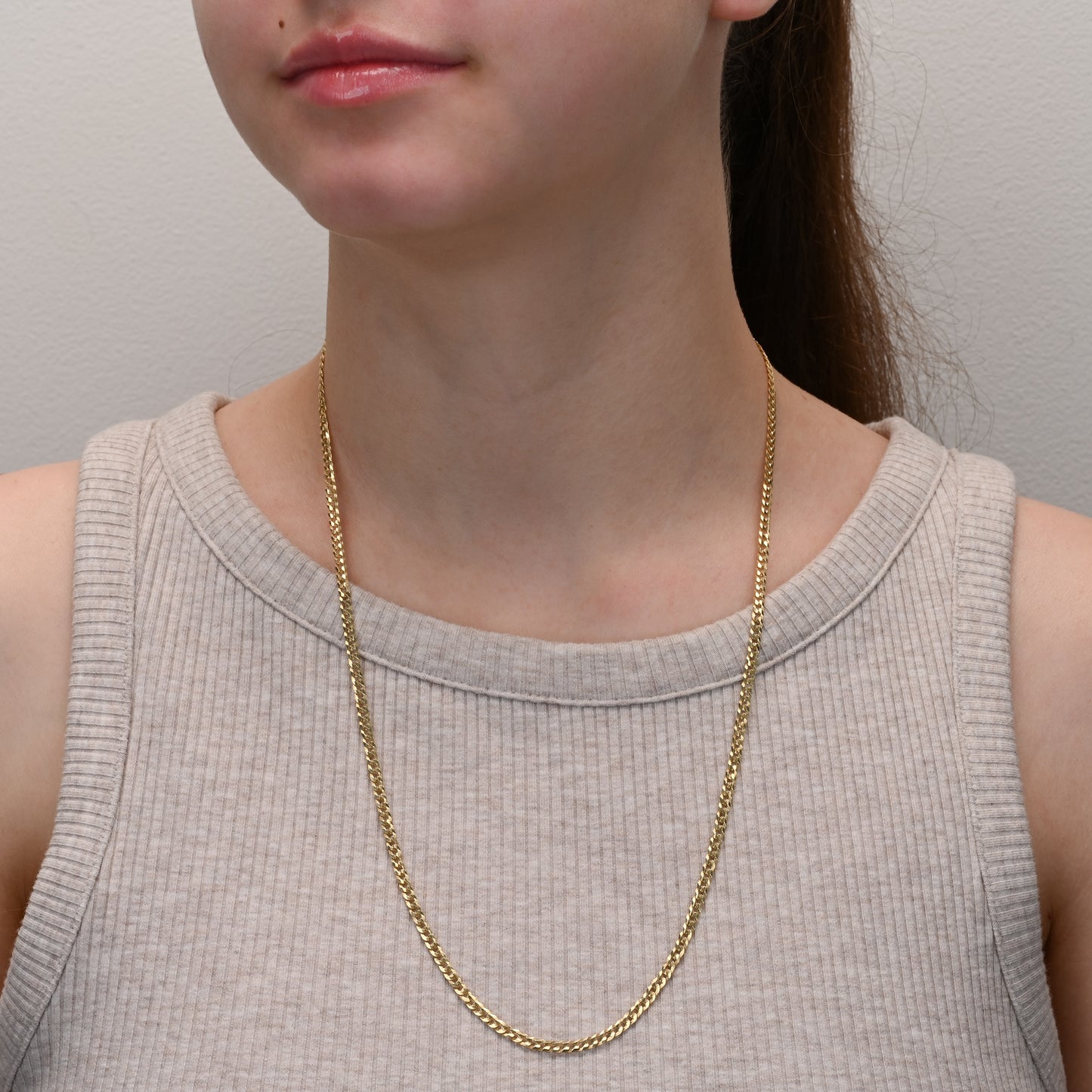 Curb silver chain yellow gold plated 2.8mm