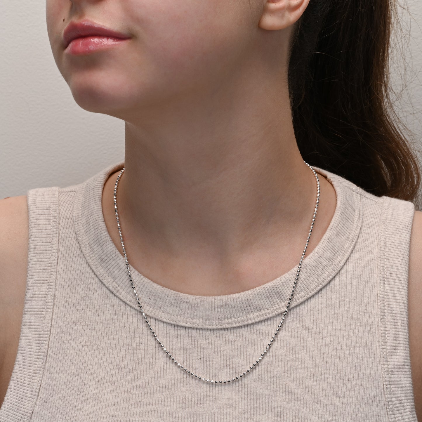 Dog tag silver ball chain 2mm