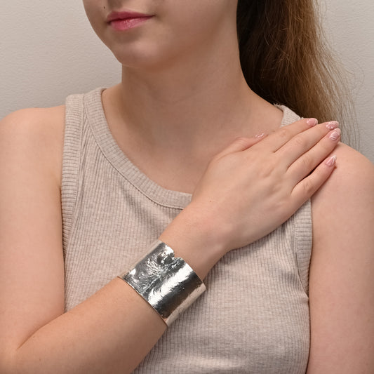 Melted silver cuff bracelet