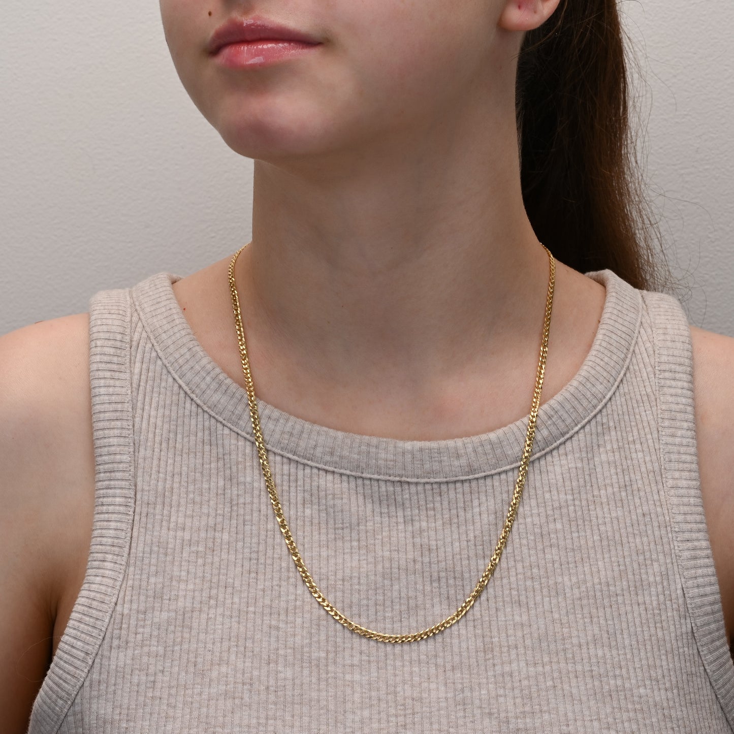 Curb silver chain yellow gold plated 2.8mm