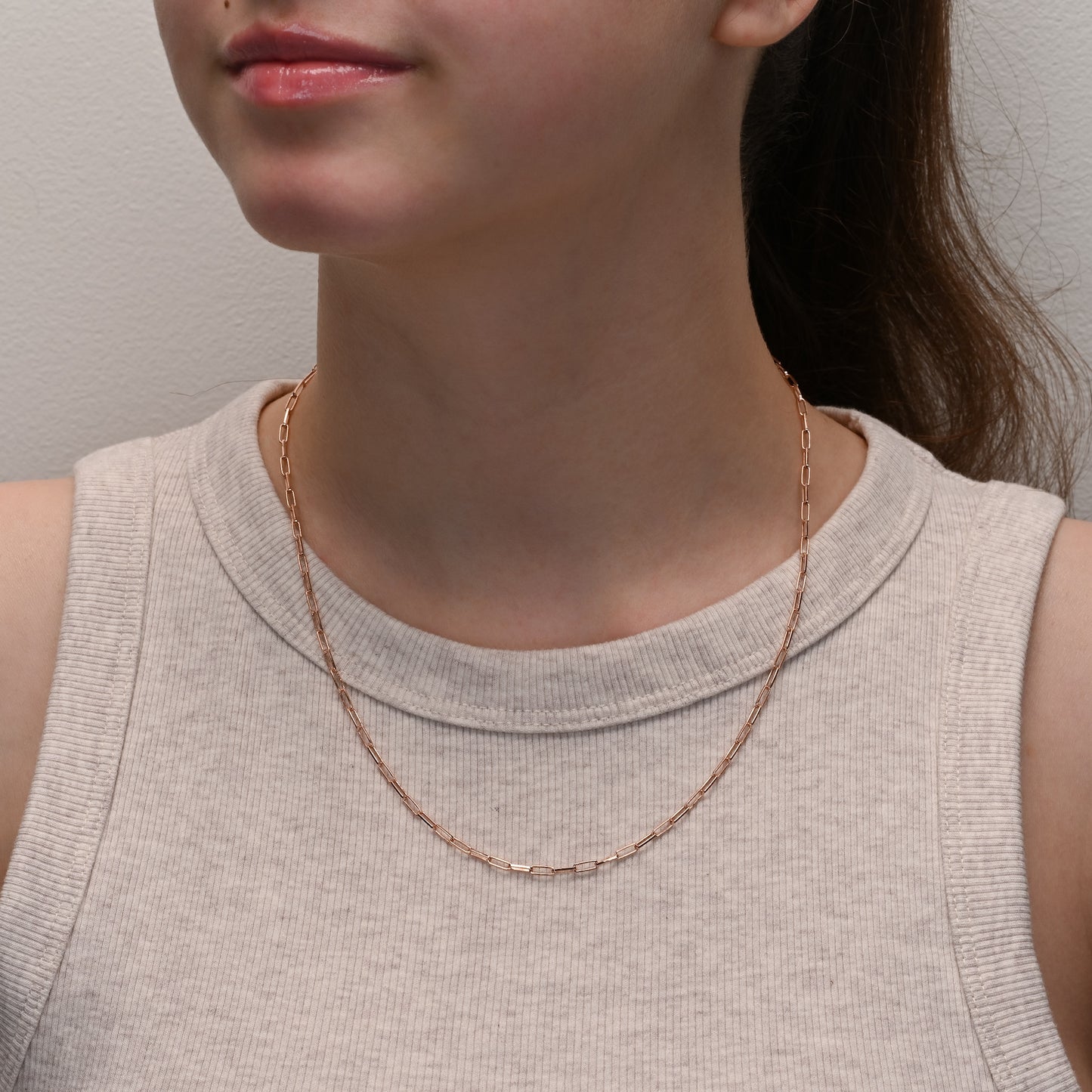 Rose Gold Plated Silver Paperclip Chain