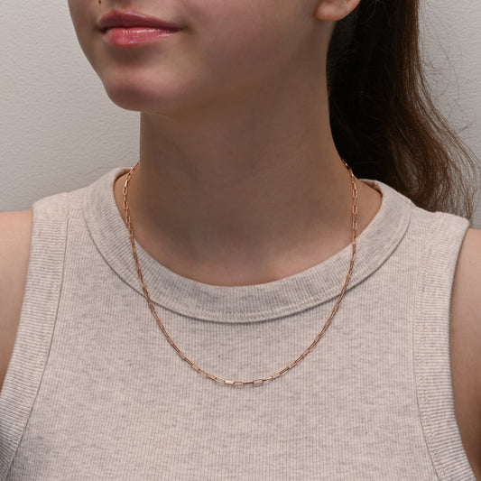 Rose Gold Plated Silver Paperclip Chain