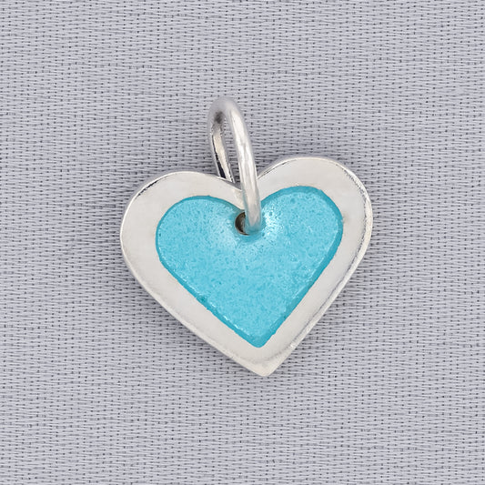 Blue Heart Enamel Silver Pendant