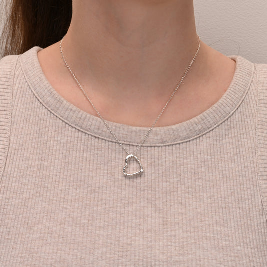 Melted Silver Heart Pendant