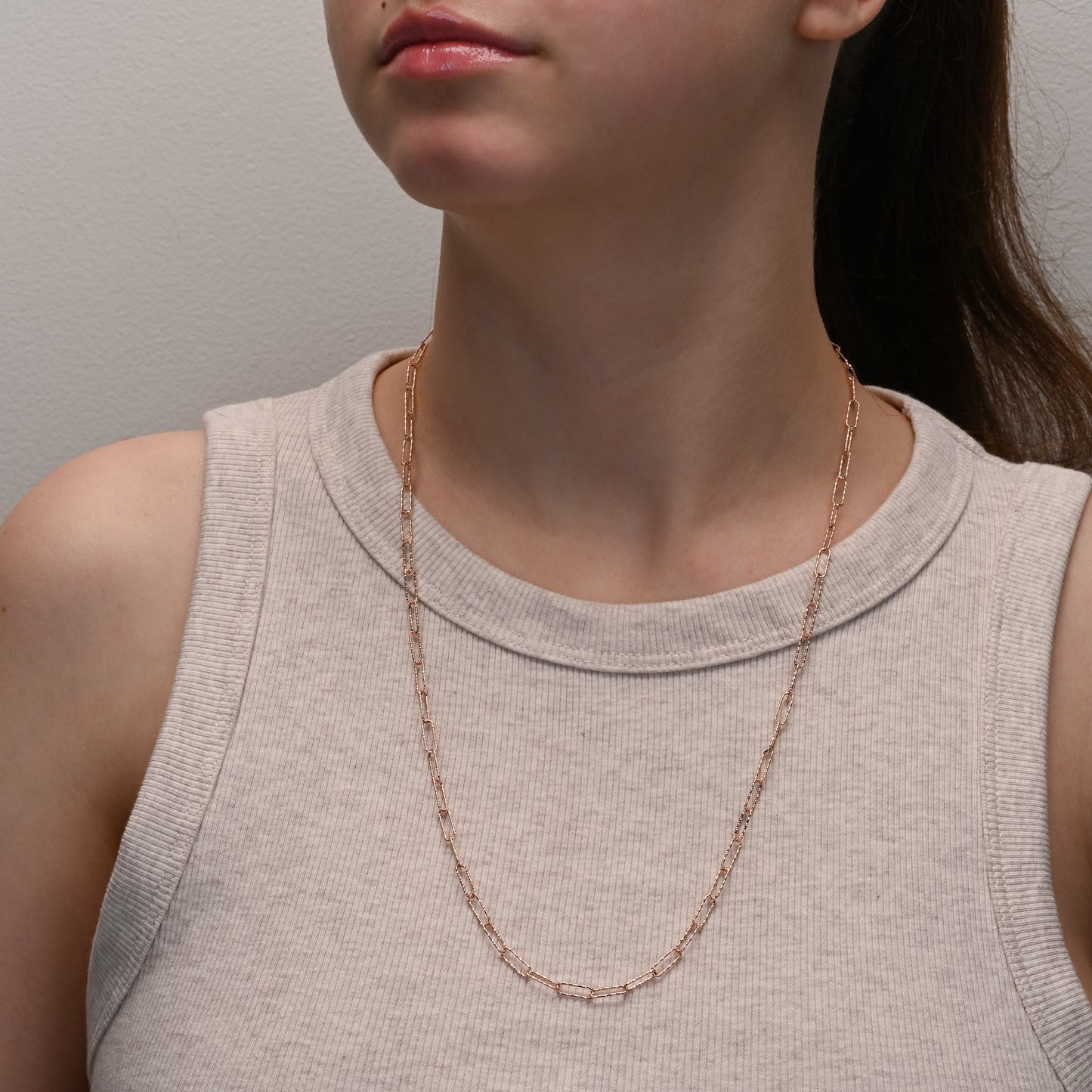 Rose Gold Sparkly Paperclip Silver Chain
