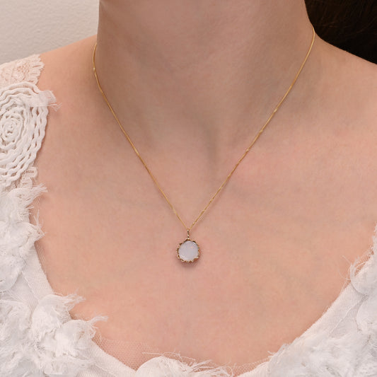 Opal & Gold Flower Pendant - Australian White Opal