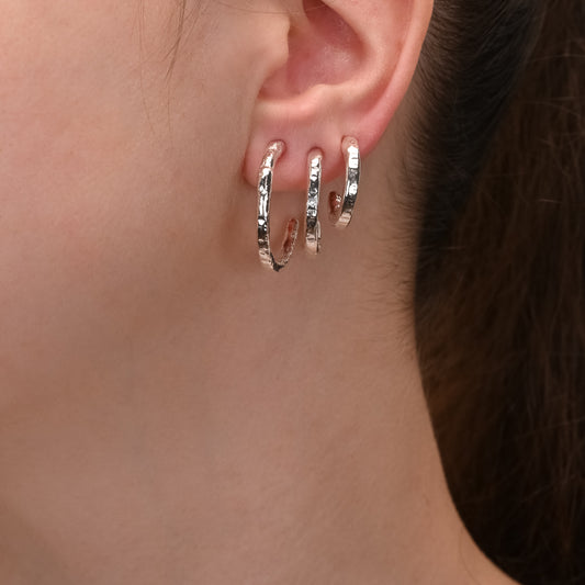 Crescent Fine Silver 999 Hoop Earrings Melted Jewellery