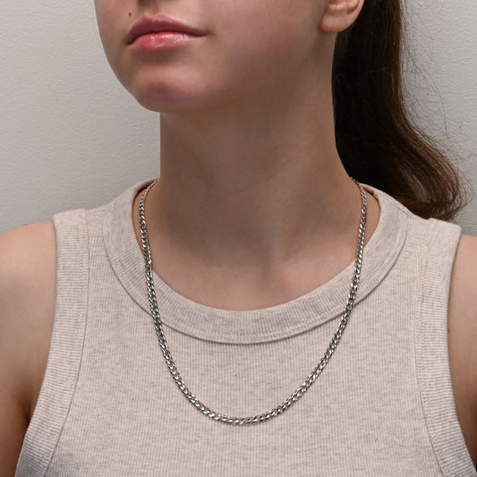 Curb silver chain rhodium plated 4.2mm