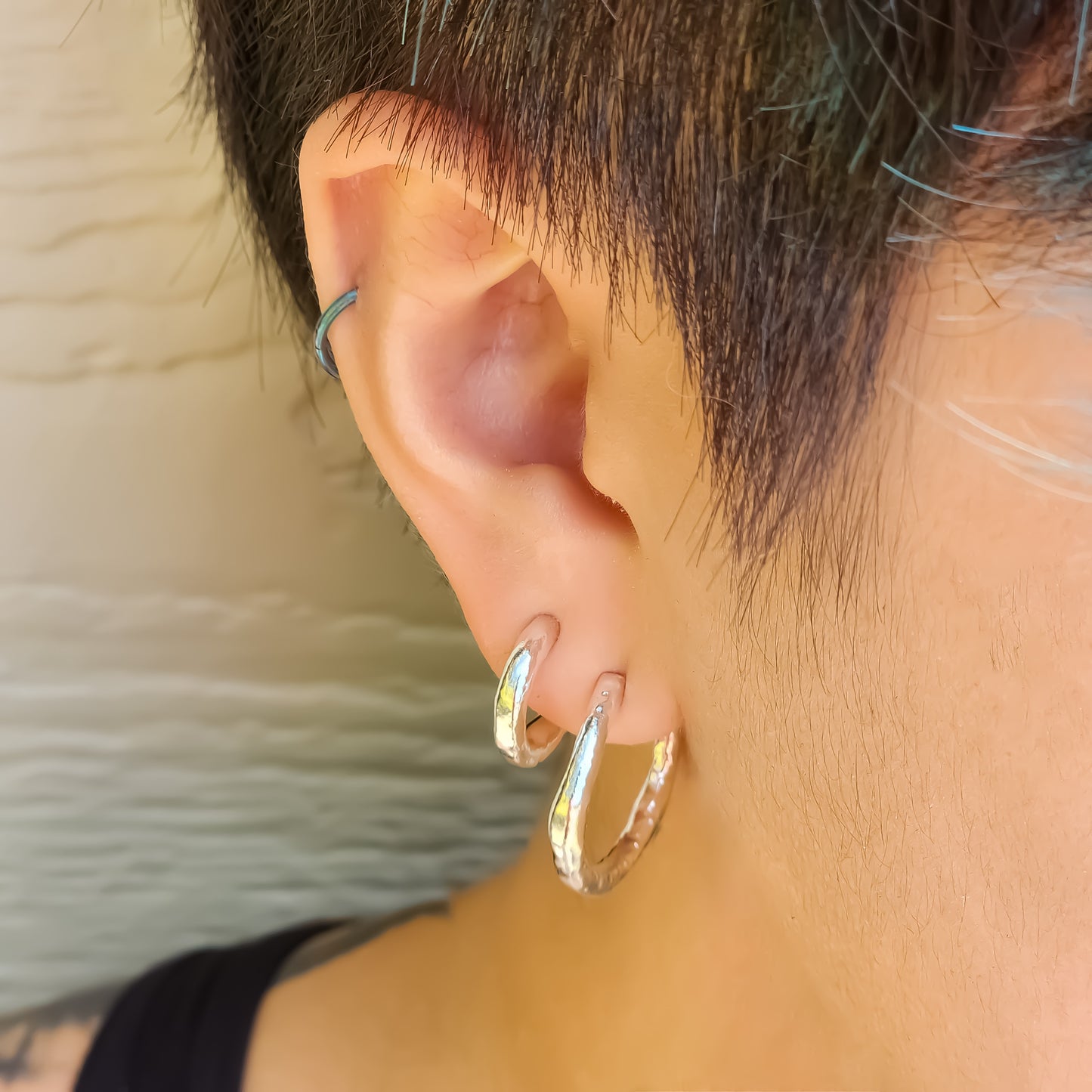 Crescent Fine Silver 999 Hoop Earrings Melted Jewellery
