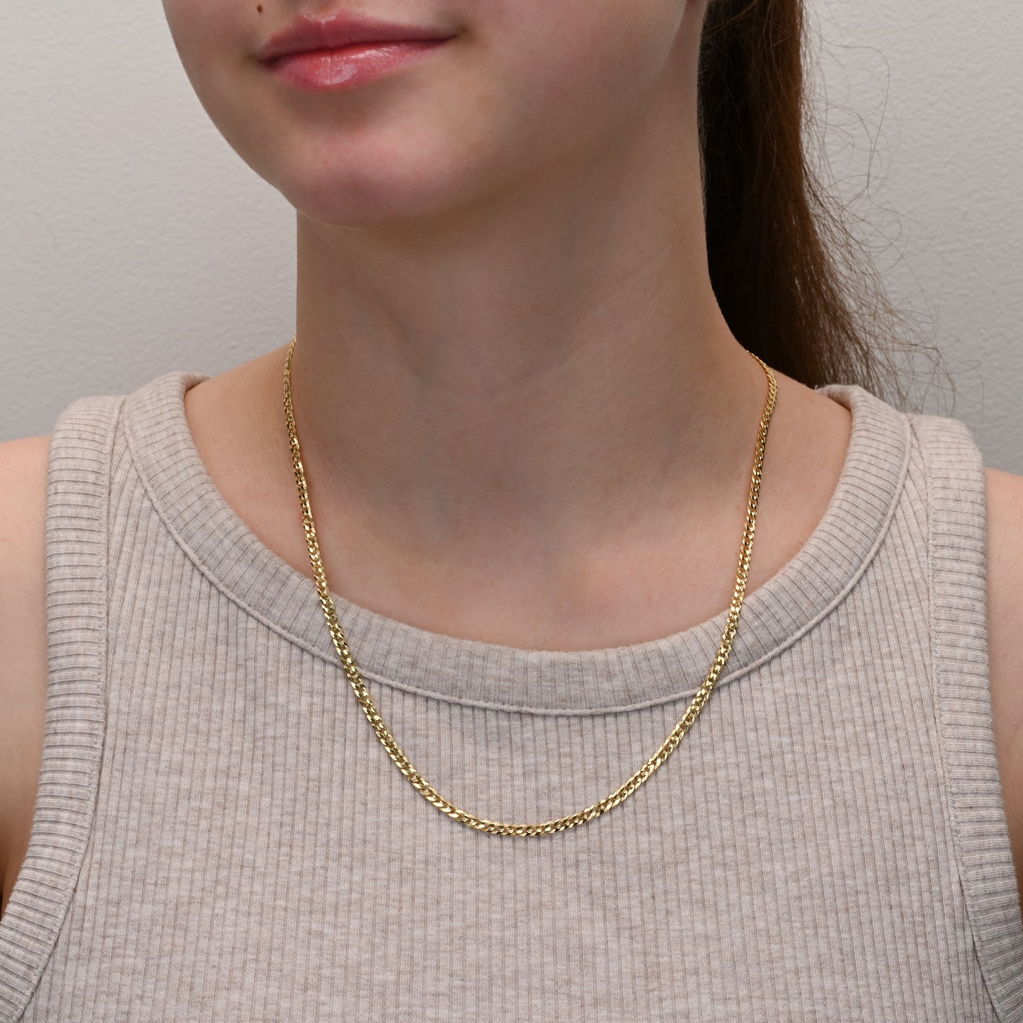 Curb silver chain yellow gold plated 2.8mm