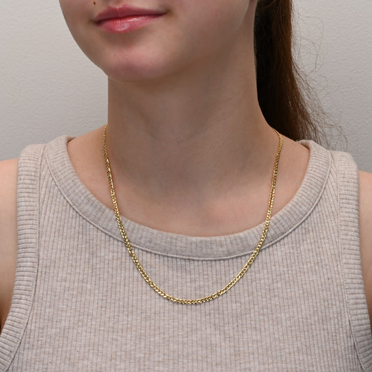 Curb silver chain yellow gold plated 2.8mm