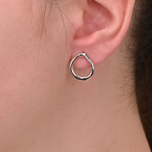 Melted Silver Drop Earrings