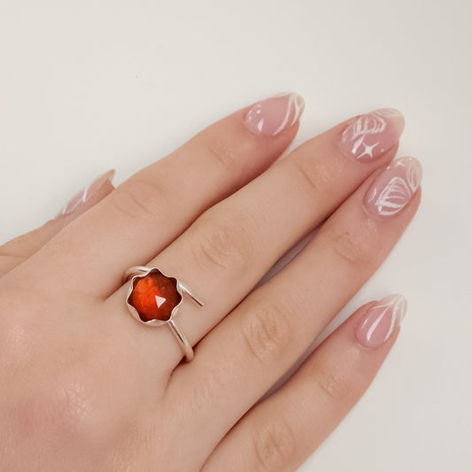 Hessonite garnet silver ring
