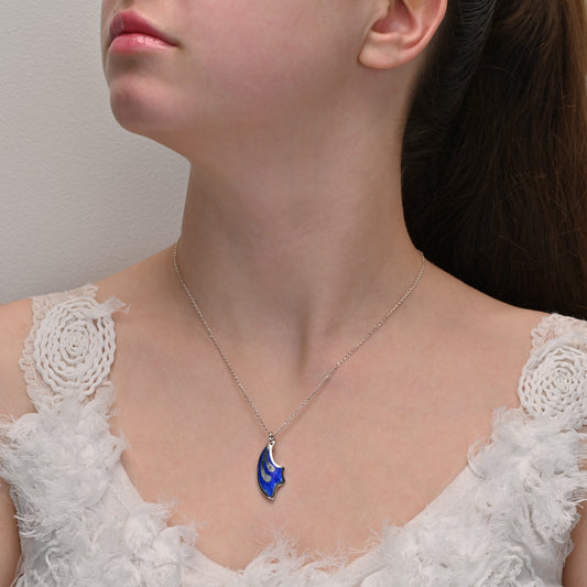 Blue Iris Champleve and Cloisonne Silver Pendant