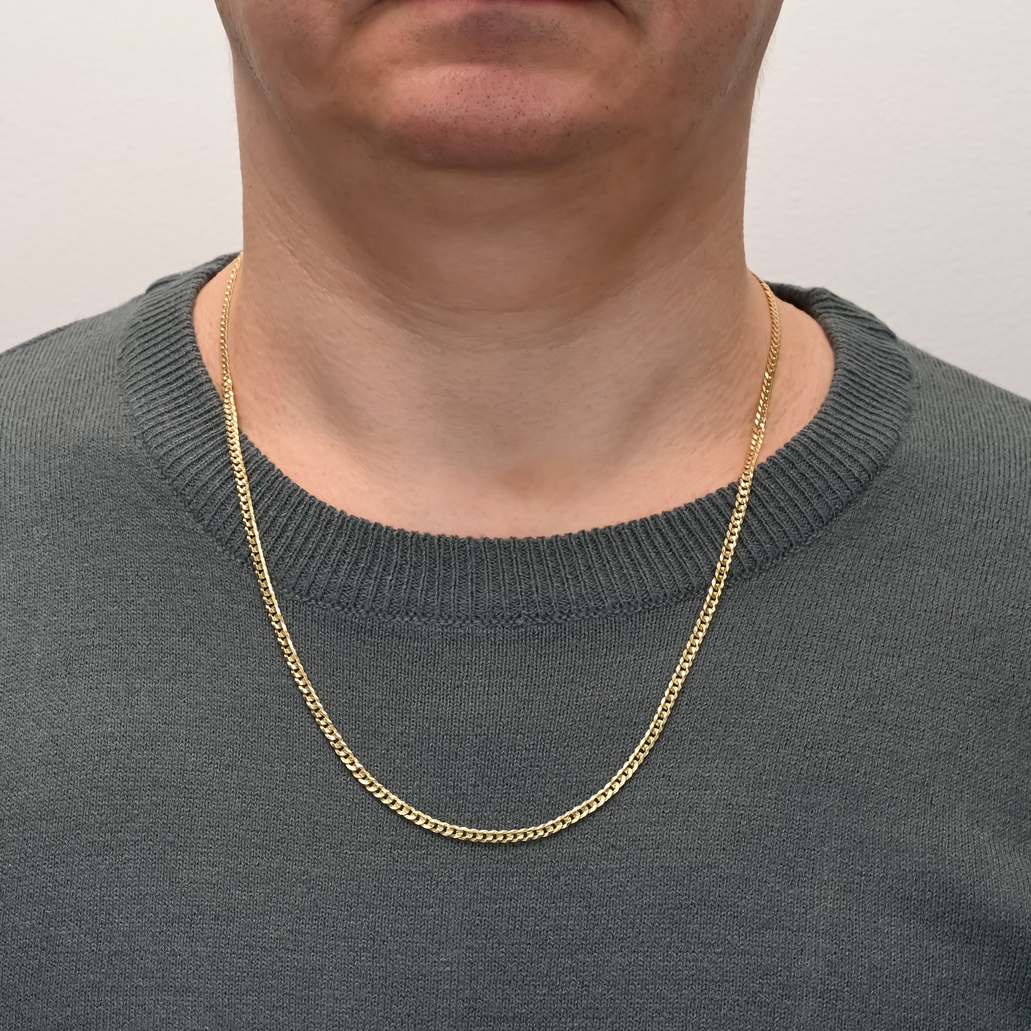Curb silver chain yellow gold plated 2.8mm