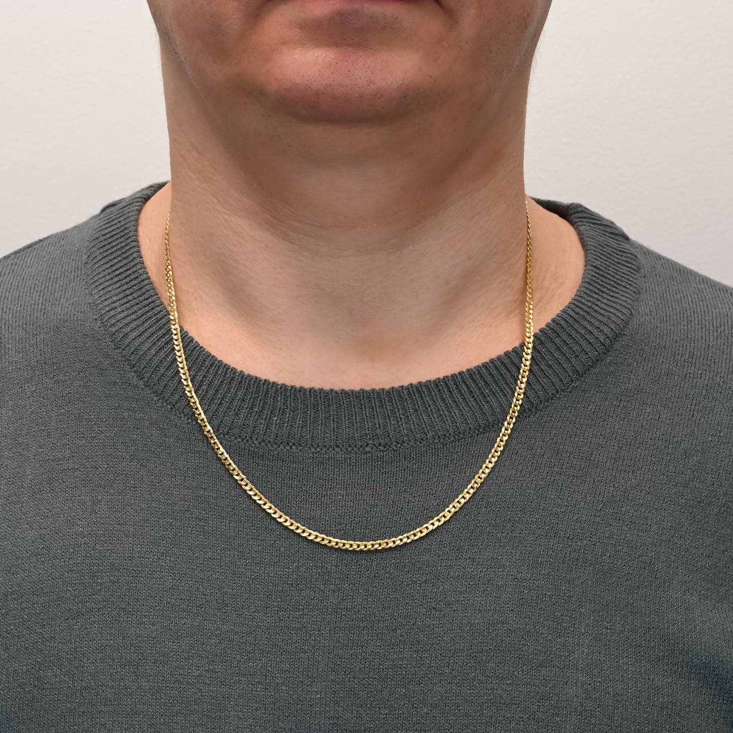 Curb silver chain yellow gold plated 2.8mm