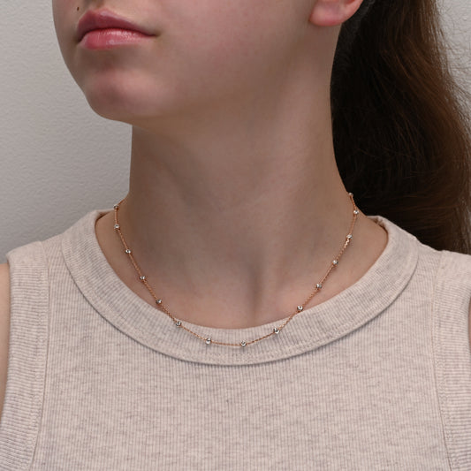 Rose Gold & Rhodium Plated Silver Chain with Beads