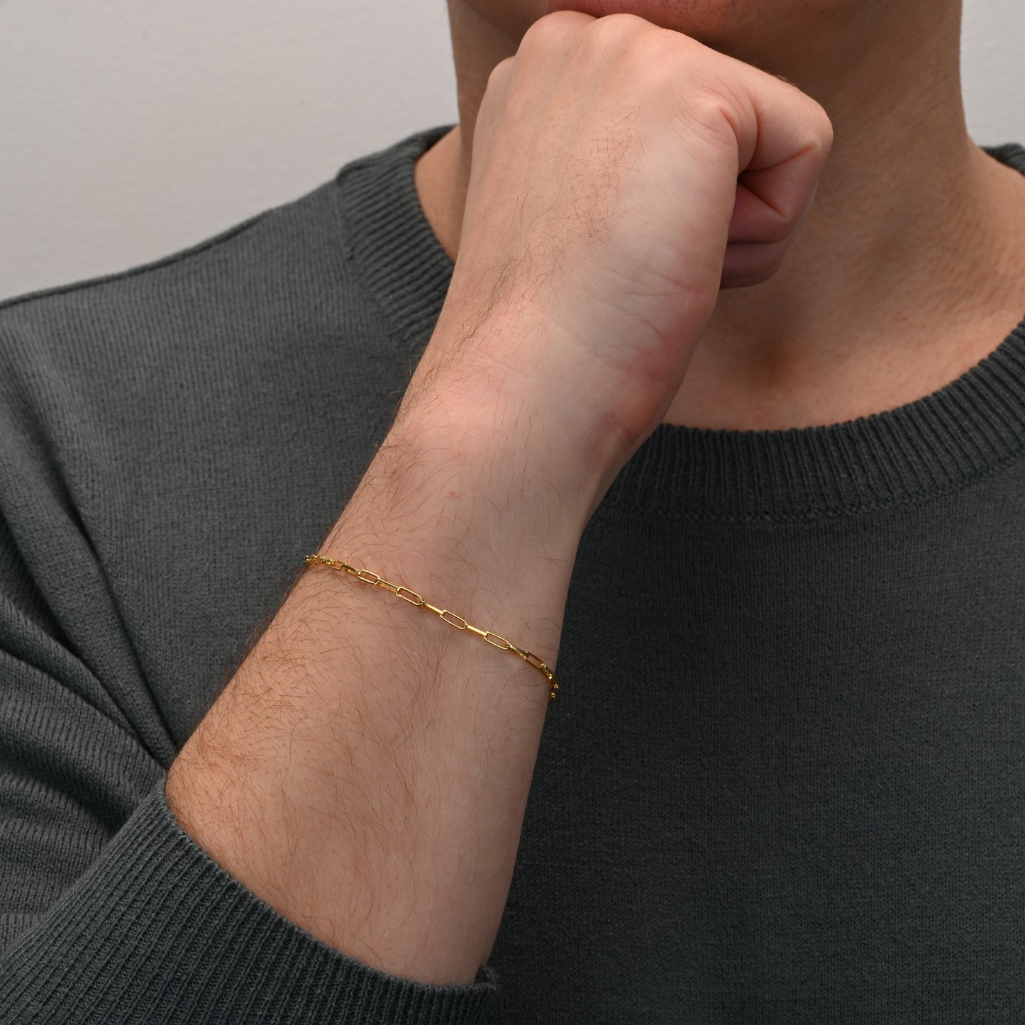 Gold Plated Paperclip Silver Bracelet