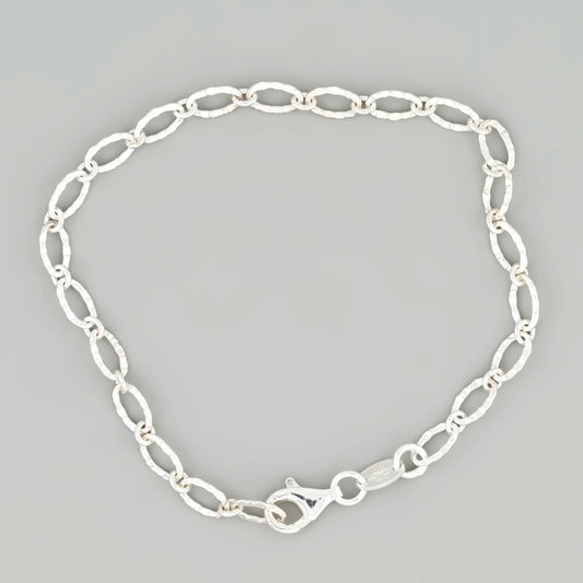 Silver Anchor Oval Bracelet
