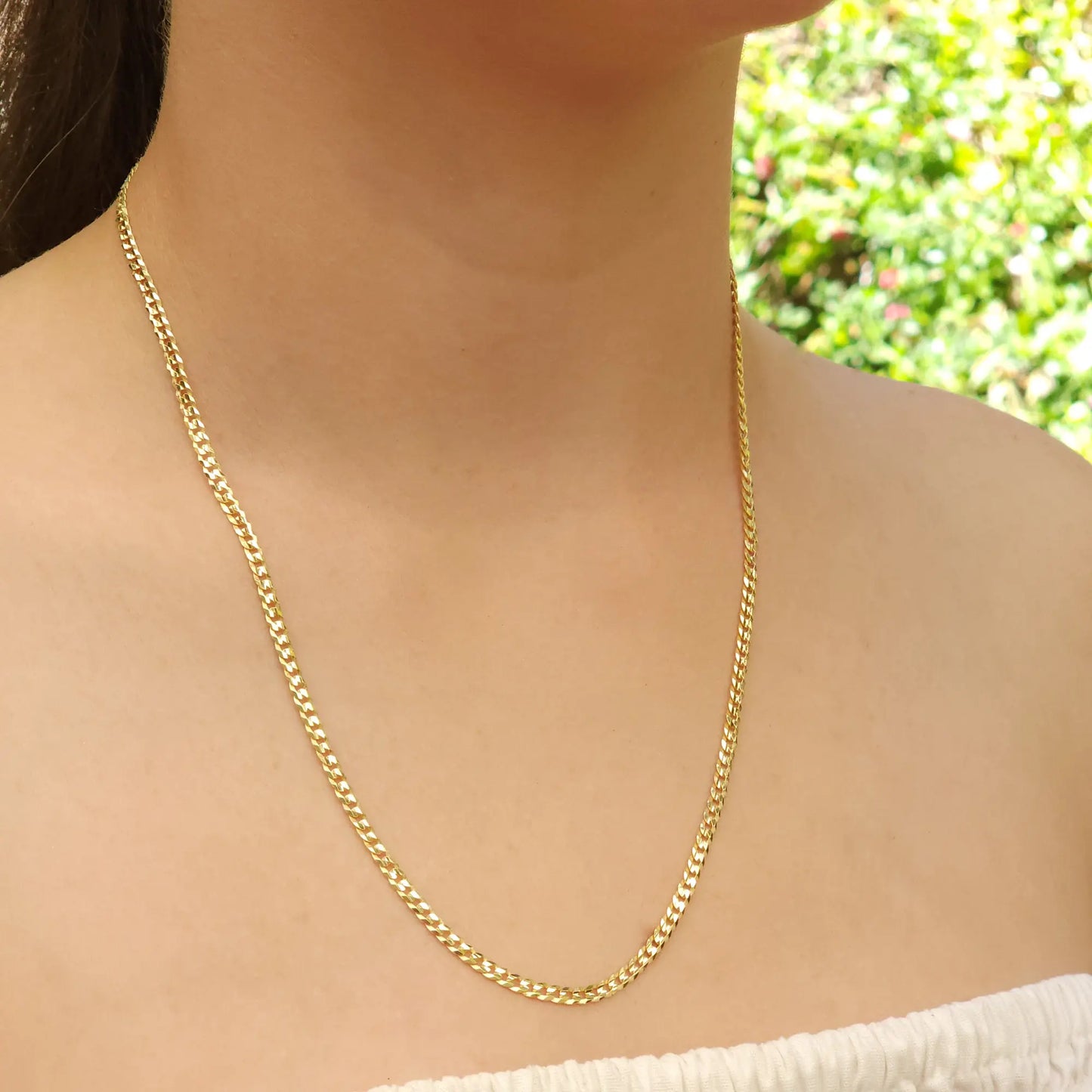 Curb silver chain yellow gold plated 2.8mm