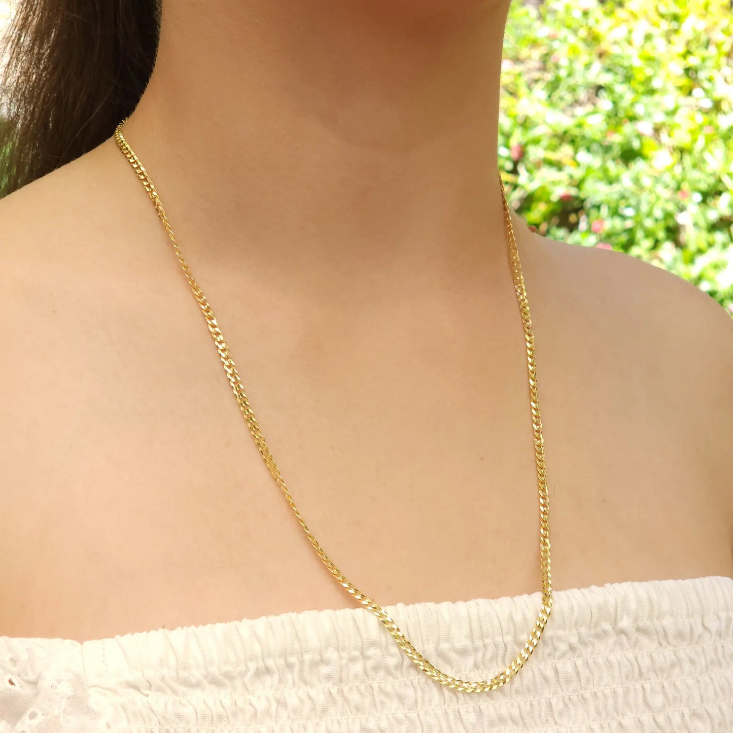 Curb silver chain yellow gold plated 2.8mm