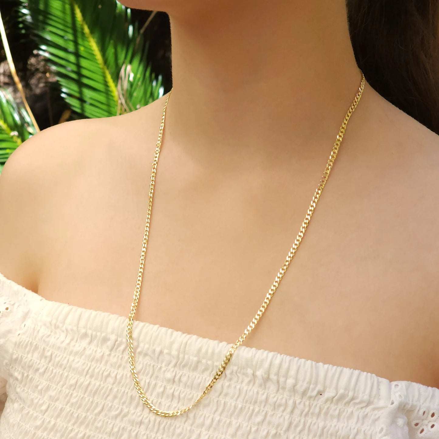 Curb silver chain yellow gold plated 2.8mm