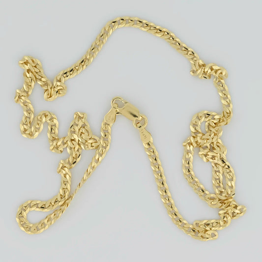 Curb silver chain yellow gold plated 2.8mm