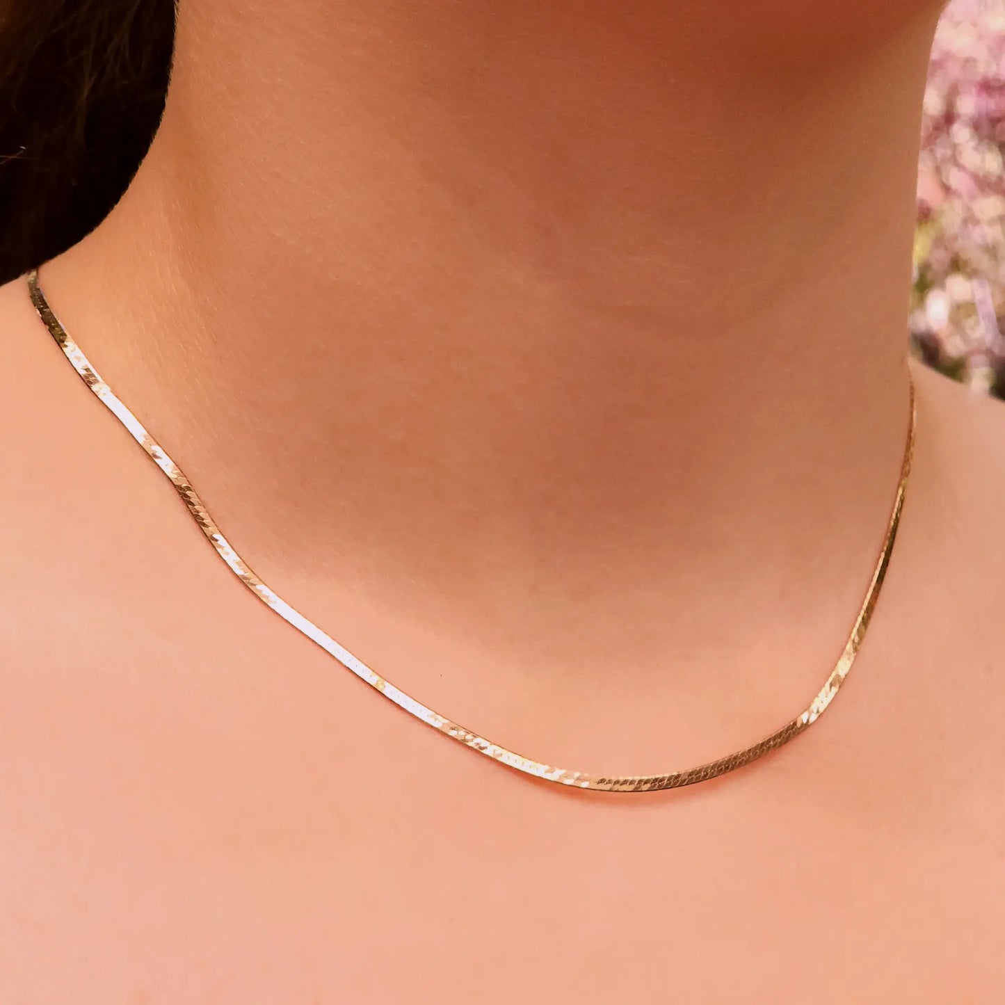 Herringbone Rose Gold Plated Silver Chain 2cm