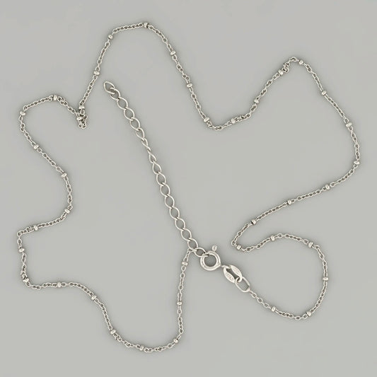Rhodium plated silver chain with small beads