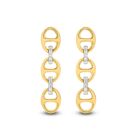 Drop Earrings 0.1ct Solid Yellow Gold — top view