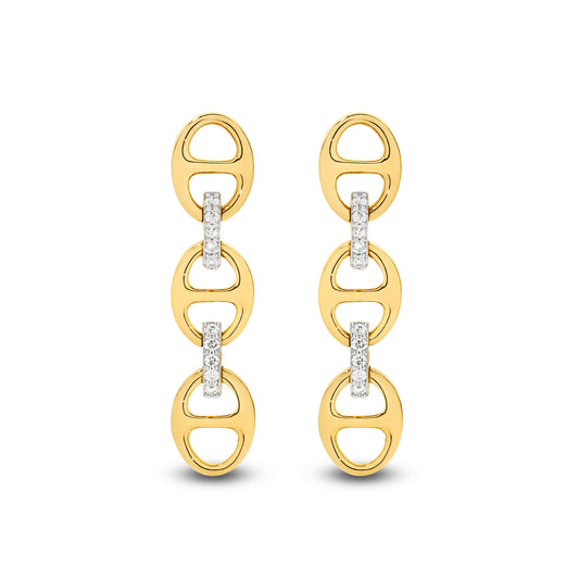Drop Earrings 0.1ct Solid Yellow Gold — top view