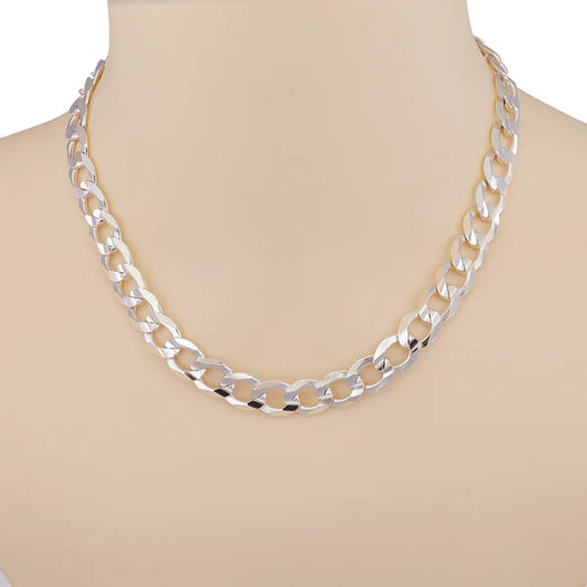Heavy silver curb chain 10.5 mm
