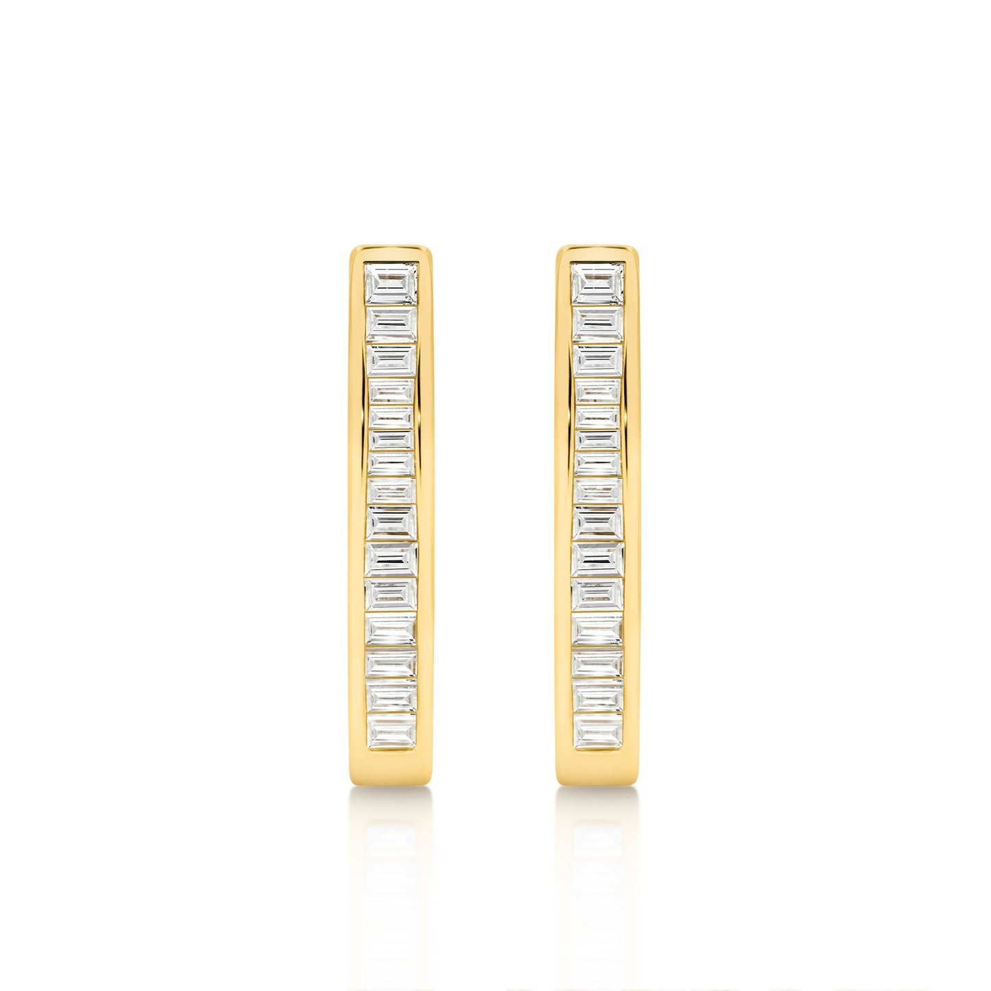 Baguette Diamond Hoop Earrings in Solid 18ct Gold