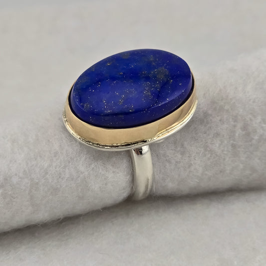 Lapis Lazuli 14 carat Gold  and Fine Silver Ring