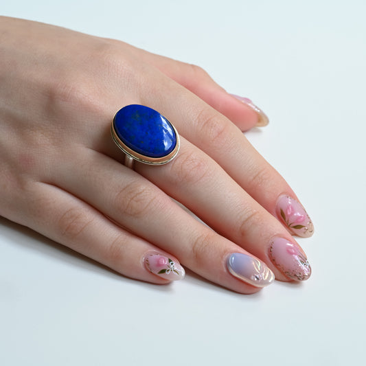 Lapis Lazuli 14 carat Gold  and Fine Silver Ring
