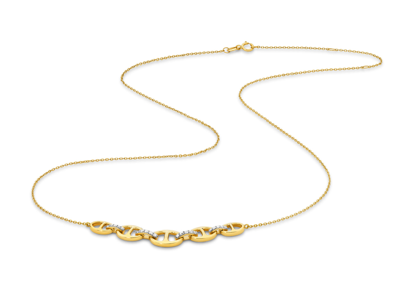 Necklace 0.12ct Solid Yellow Gold — top view