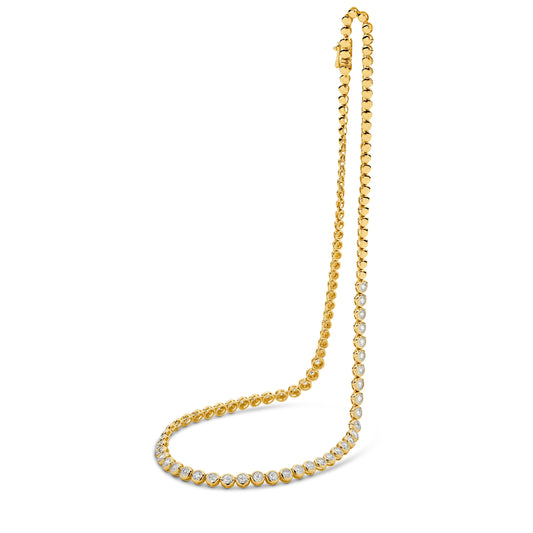 2.15ct Diamond Tennis Necklace in Solid Yellow Gold — top view