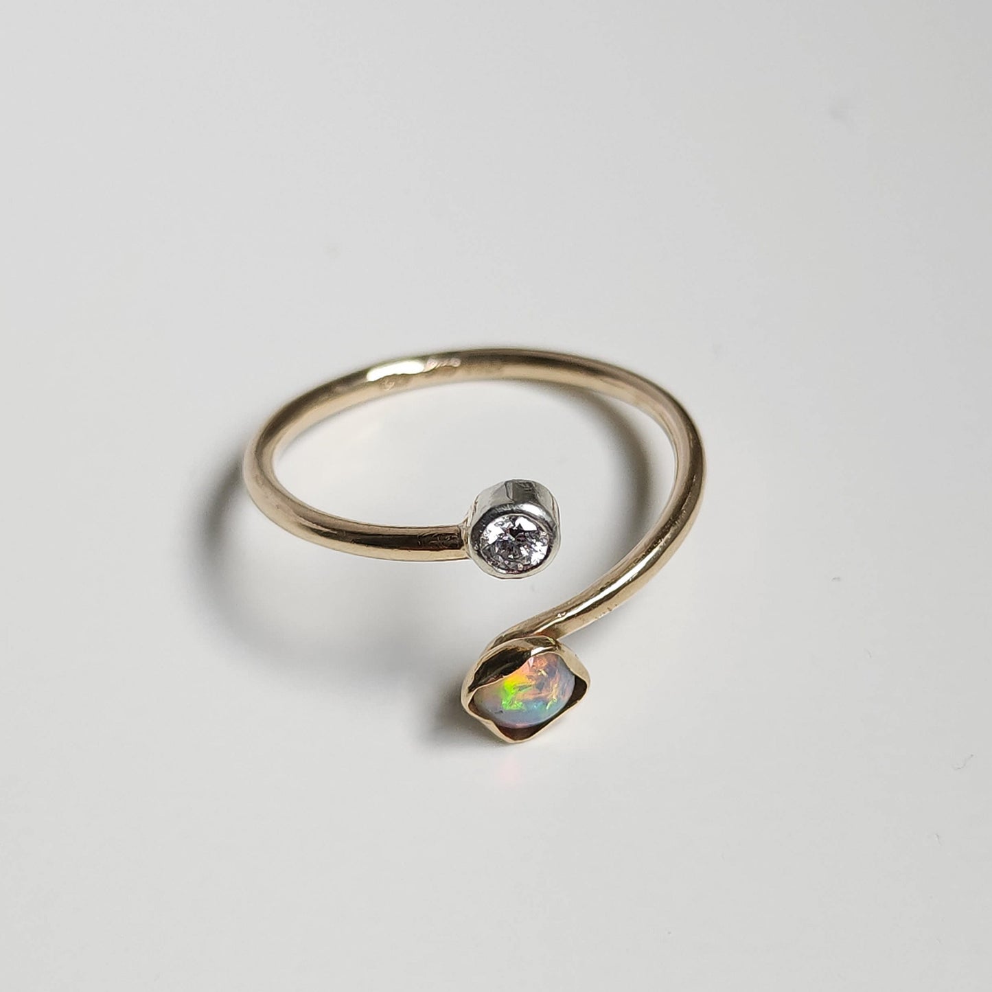 Crystal Opal Gold Ring with Diamond