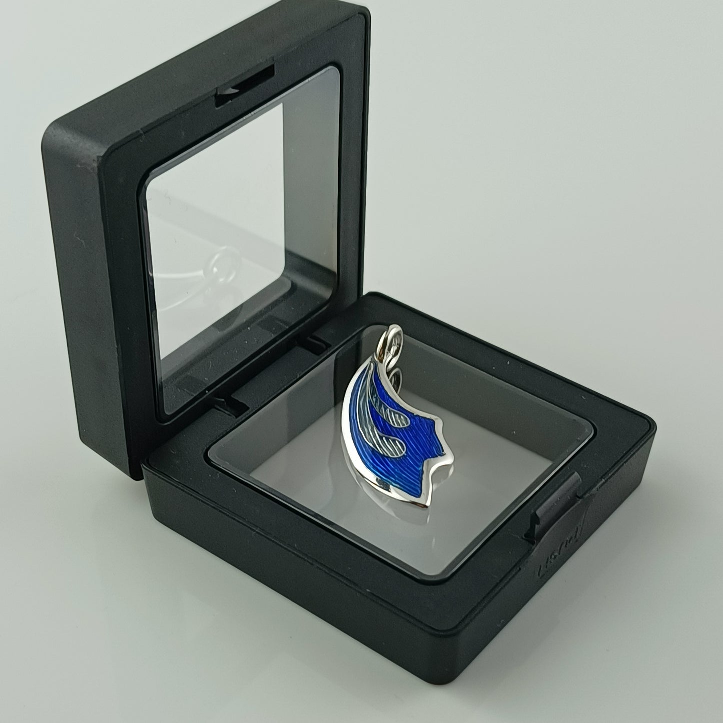 Blue Iris Champleve and Cloisonne Silver Pendant