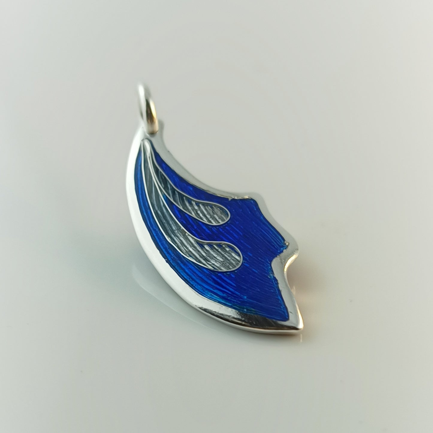 Blue Iris Champleve and Cloisonne Silver Pendant