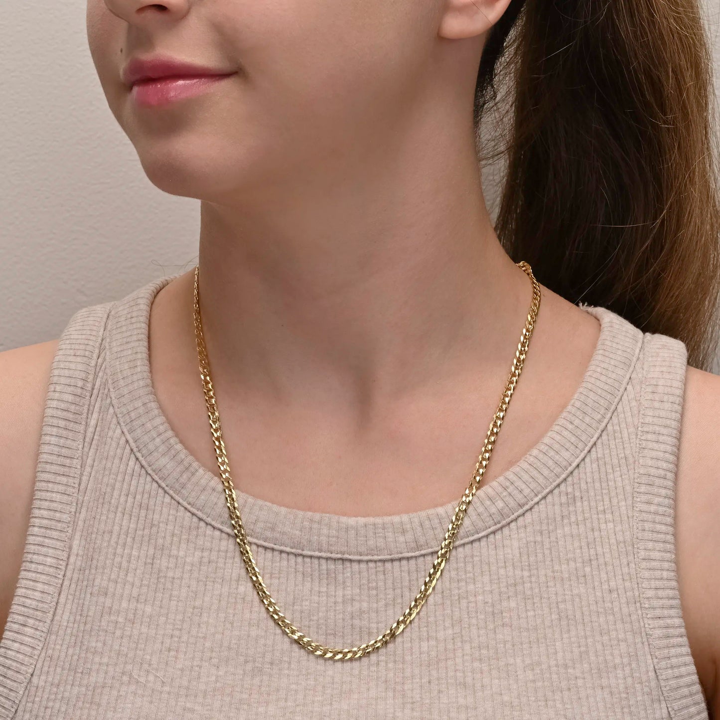 Curb silver chain yellow gold plated 3.7mm