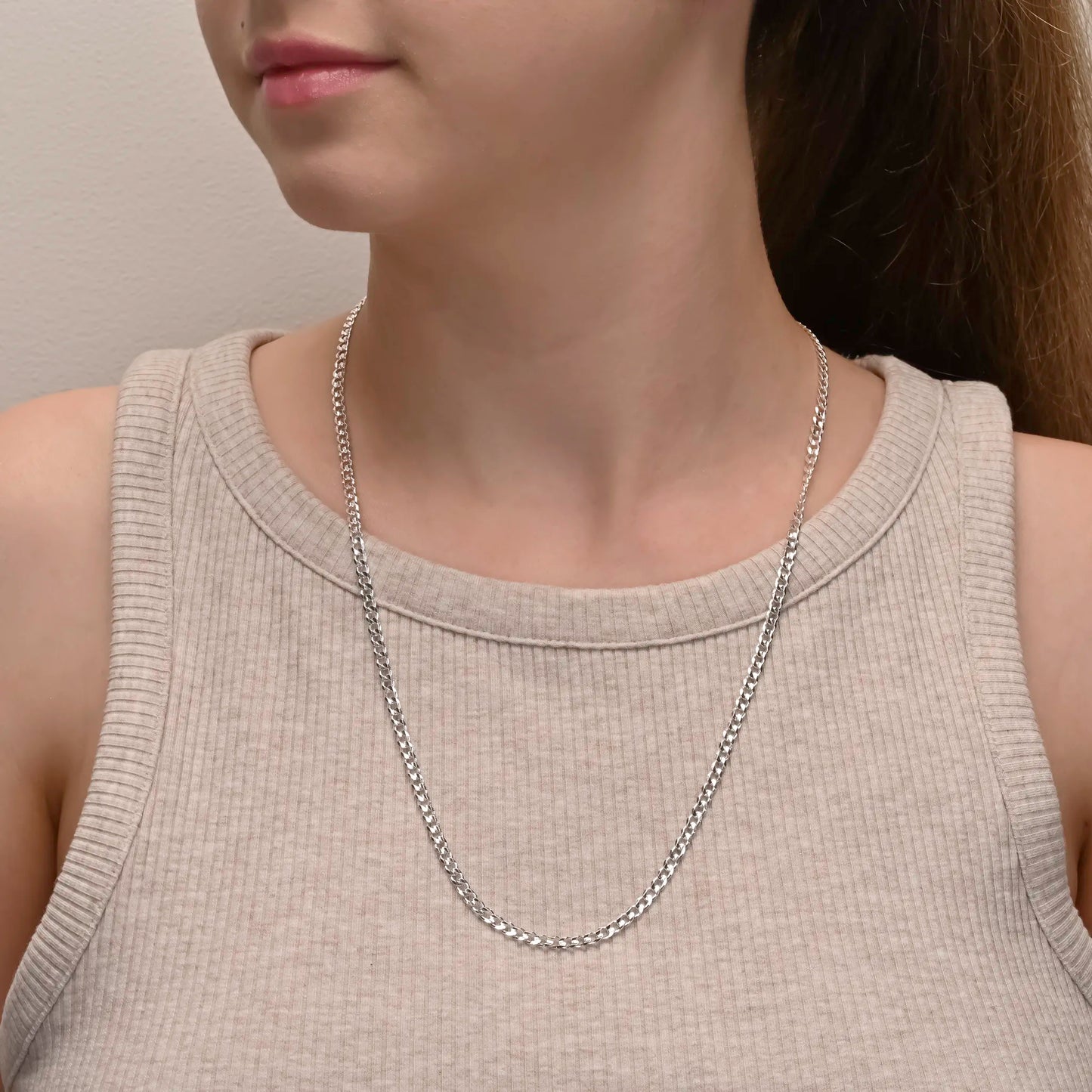 curb silver chain 3 7mm