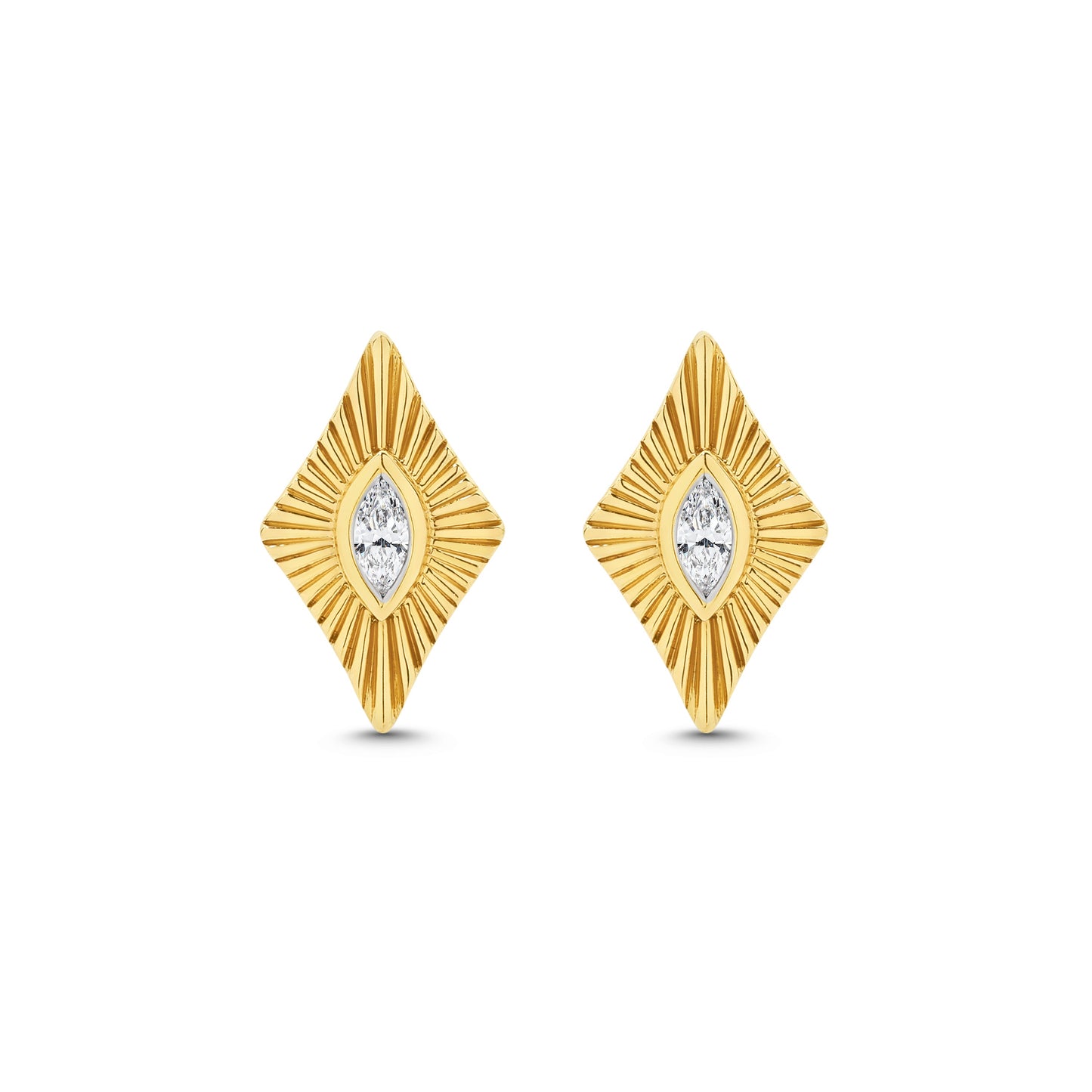 Stud Earrings 0.1ct Solid Yellow Gold — top view