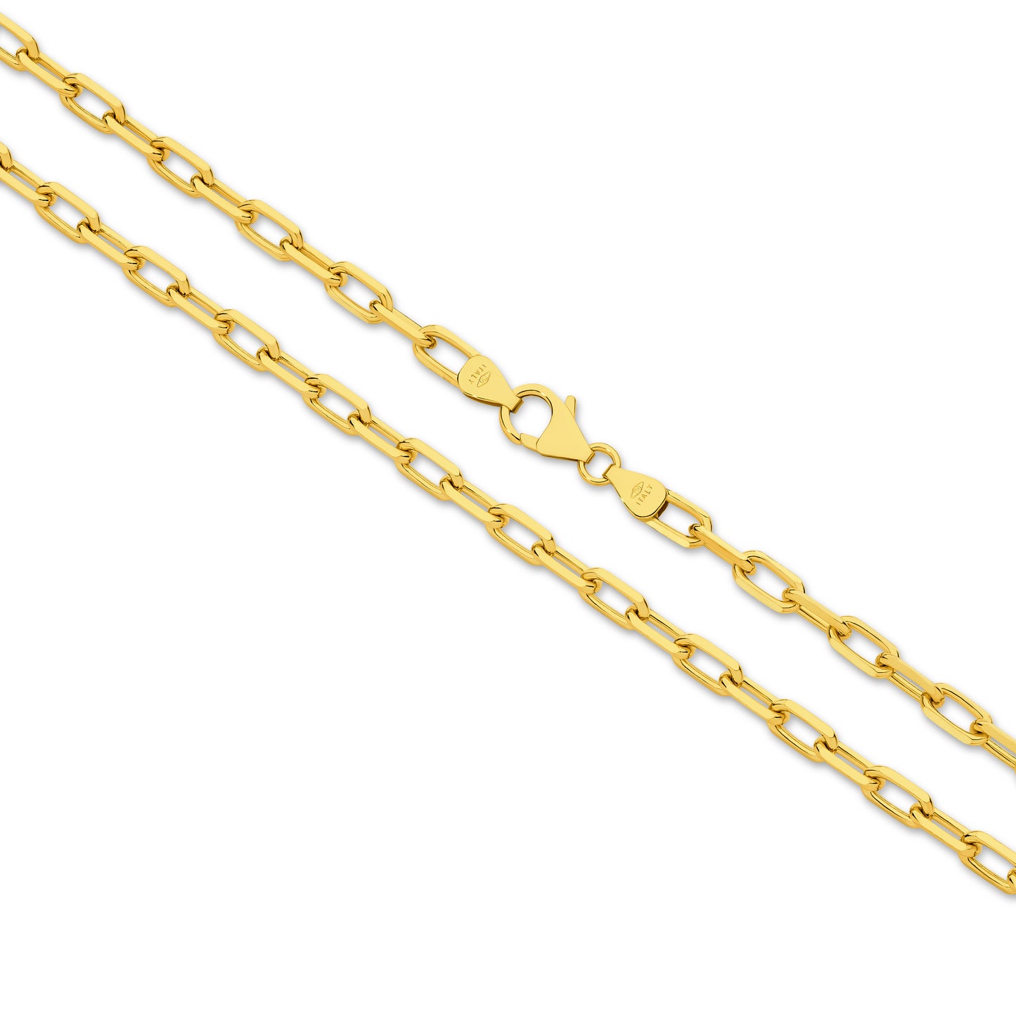 Yellow Gold Diamond Cut Paper Clip 3.7mm