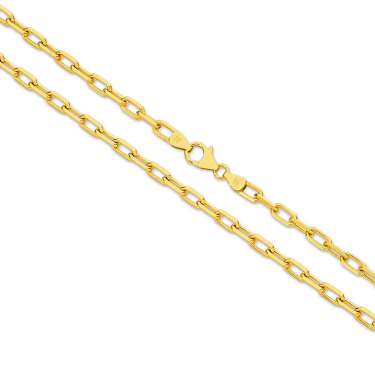 Yellow Gold Diamond Cut Paper Clip 3.7mm