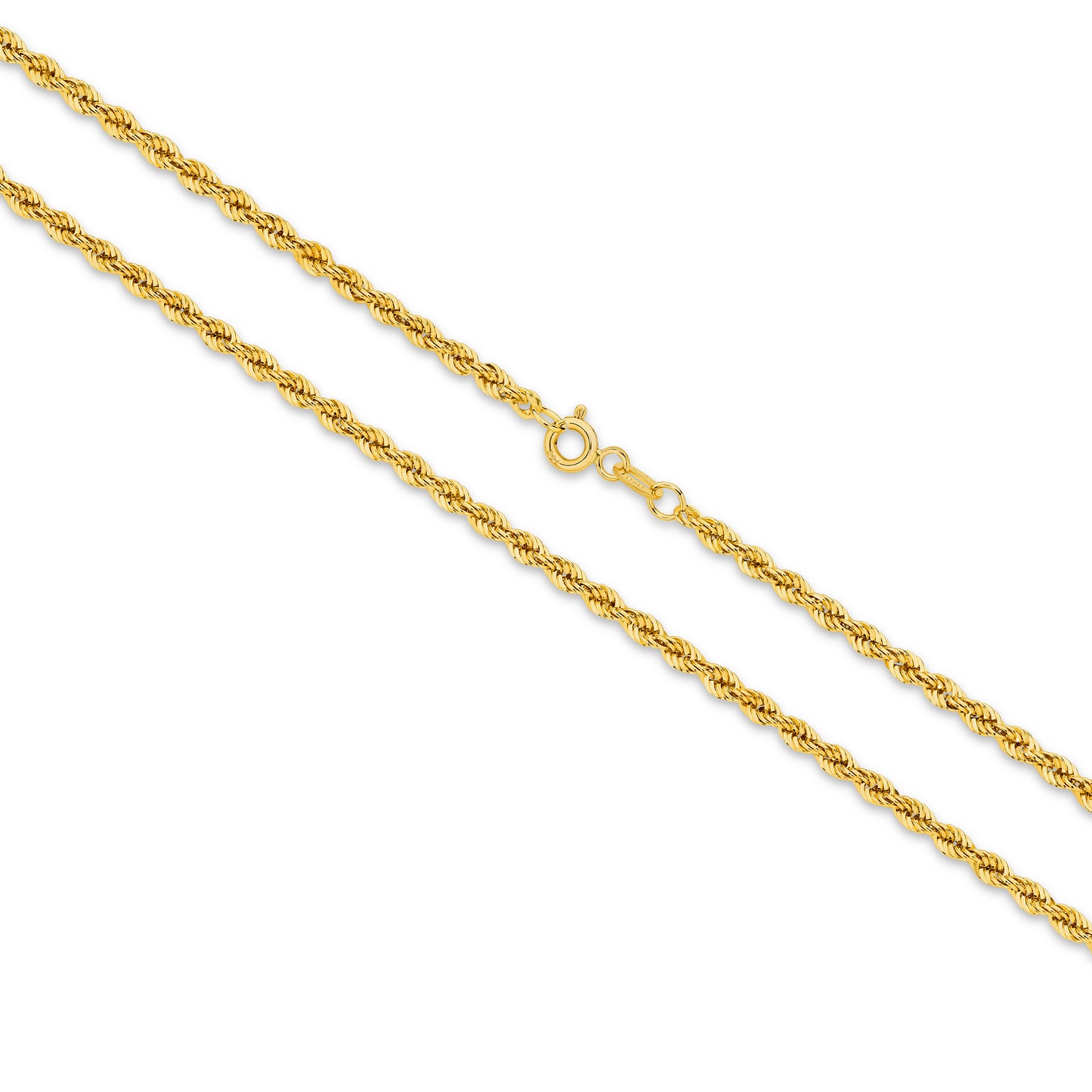 Yellow Gold Hollow Diamond Cut Rope 2.7mm