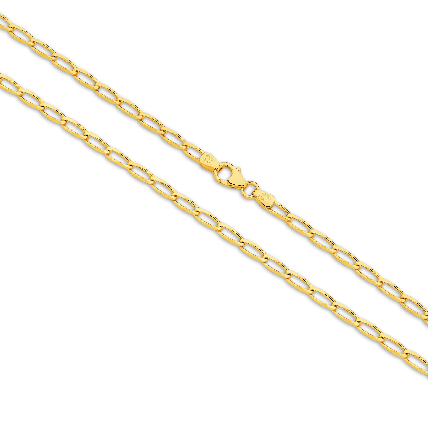 Yellow Gold Long Diamond Cut Flat Curb 2.8mm