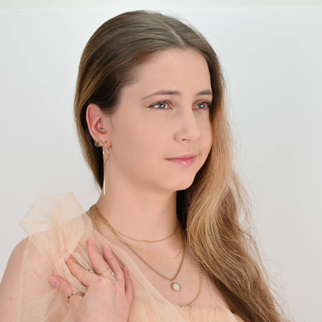 Gold chains, bracelets, earrings and rings