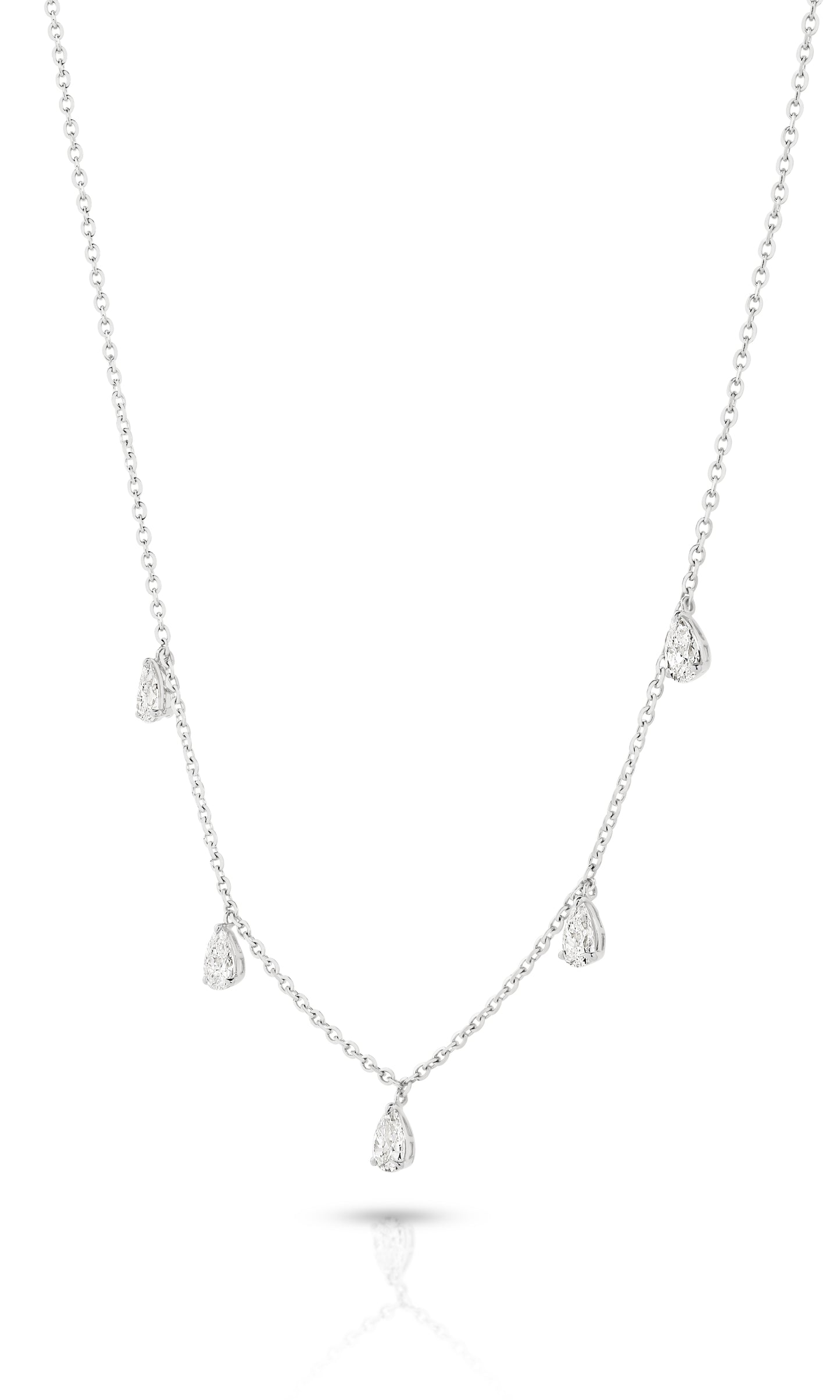 1.4ct Hanging Pear Station Necklace Solid 18ct White Gold Lab Grown Diamonds — main view